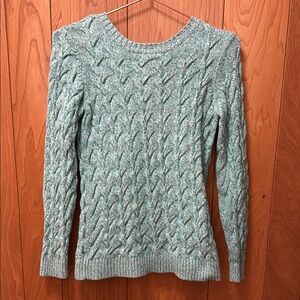 Lands End XS Cable Knit Pullover Sweater - Green